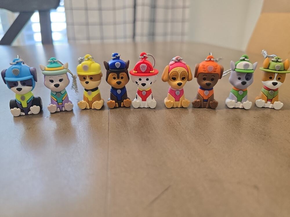 Lot Of 9 Spin Master Paw Patrol Christmas Ornaments 1.5in Tall